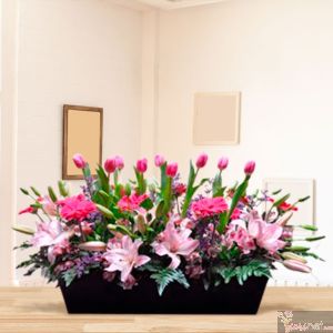 Jardinera de Tulipanes Rosa