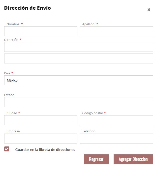 Ingresar dirección completa del destinatario
